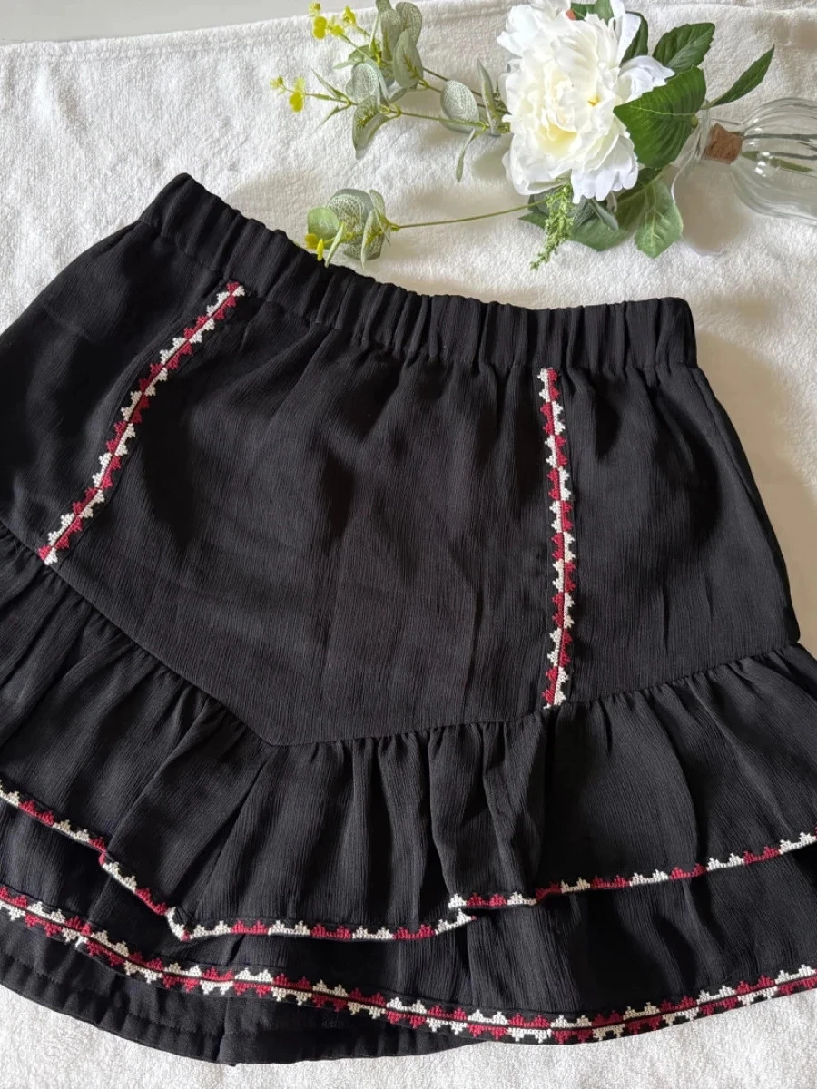 Embroidered bohemian black skirt – Cotton Club Size.36 – photo 2